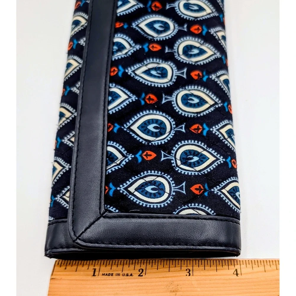 Vera Bradley Night and Day Quilted Trifold Wallet Black White Orange Paisley - Picture 8 of 8